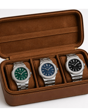 3-Slot Leather Watch Roll